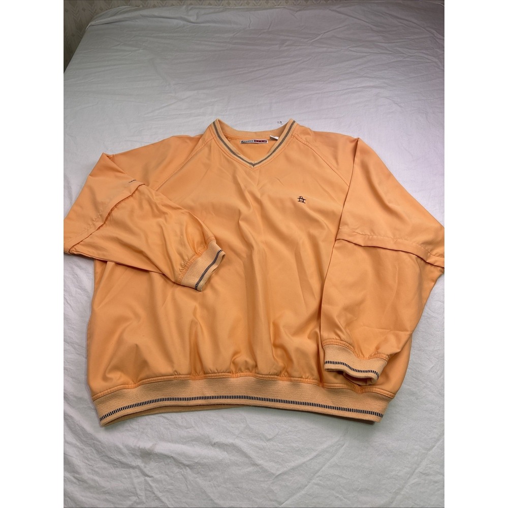 GRAND SLAM GOLF MEN'S ORANGE PULLOVER GOLF TOP WITH REMOVABLE SLEEVES SIZE XXL